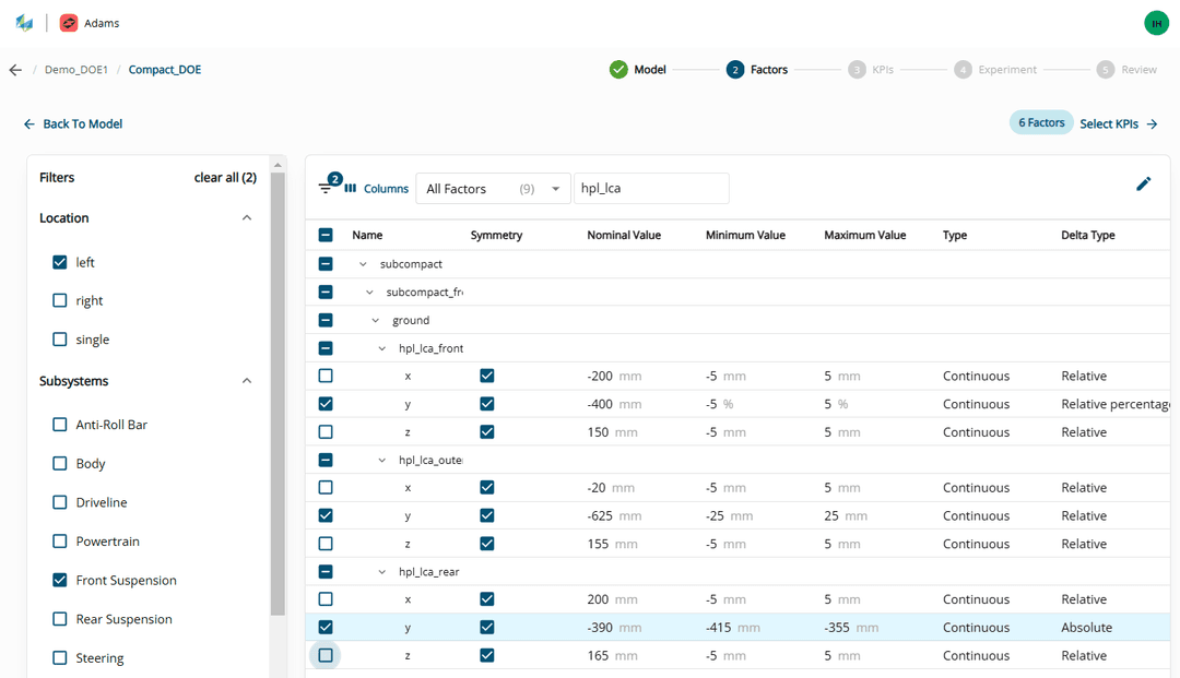 Submit Designs of Experiments (DOEs)