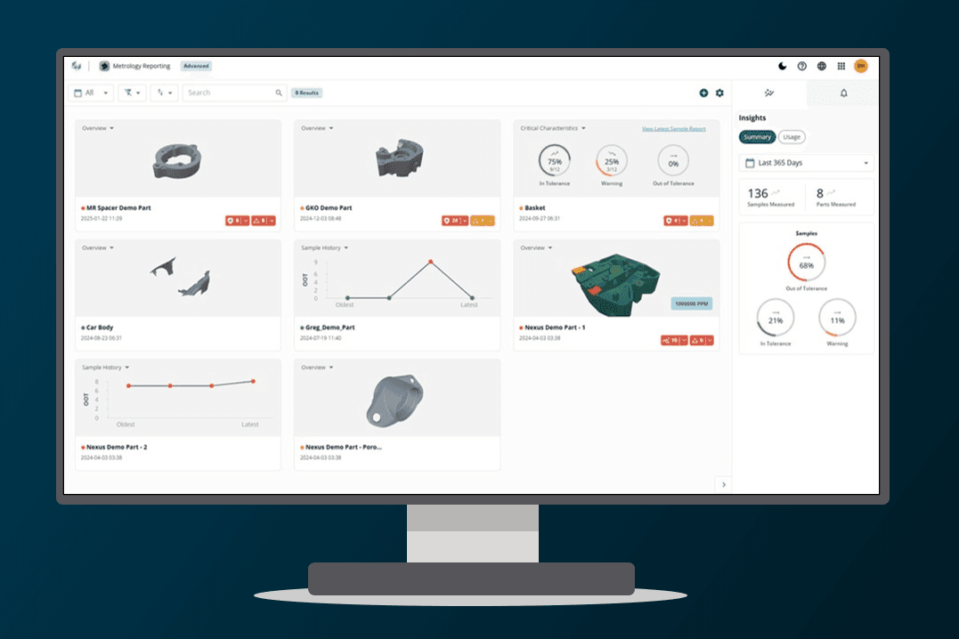 Track measured parts' real-time status